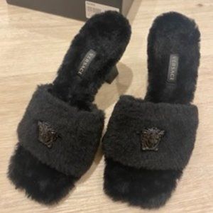 Versace fur sandal heels